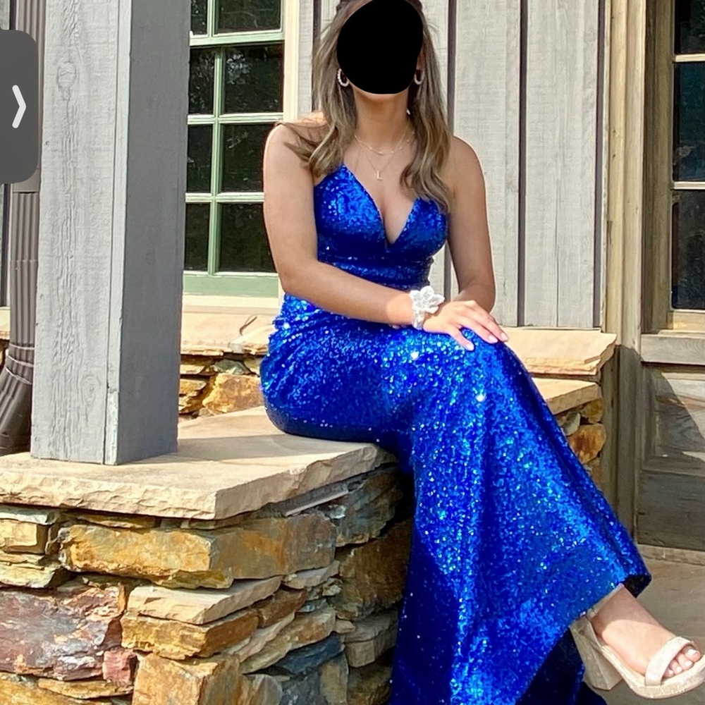 Jovani Royal Blue Sequin Prom Dress